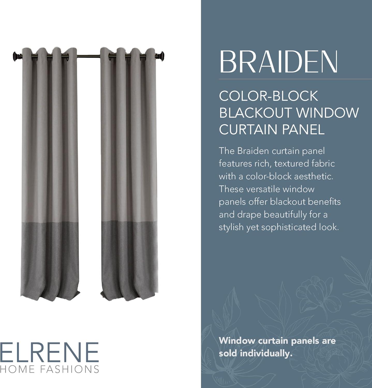 Elrene Braiden Color Block Single Blackout Window Curtain Panel - Elrene Home Fashions