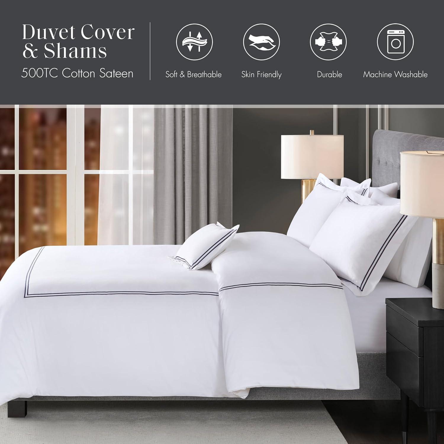 Madison Park Signature 500 Thread Count Luxury Collection 100% Cotton Sateen Embroidered Comforter Set