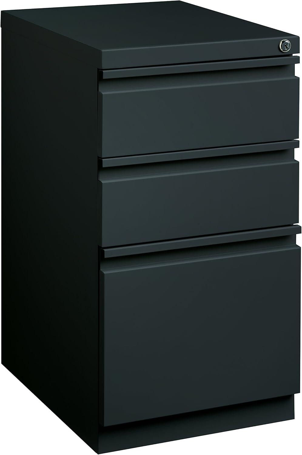 Hirsh 20" Deep Mobile Pedestal File Cabinet 3 Drawer Box-Box-File, Letter Width, Charcoal