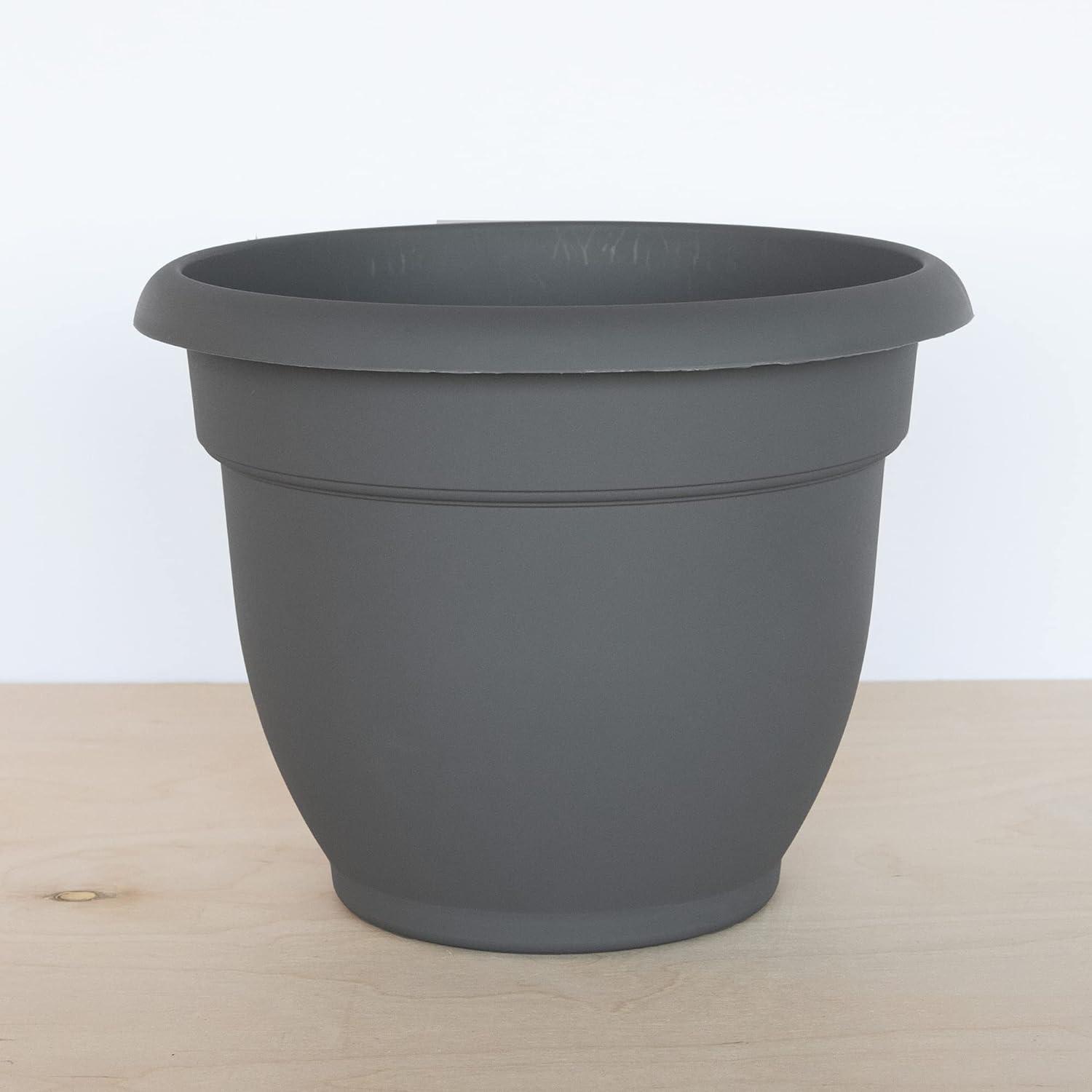 Bloem Ariana Pot Planter: 12" - Charcoal - Durable Resin Pot, For Indoor and Outdoor Use, Gardening, Self Watering Disk Included, 3 Gallon Capacity