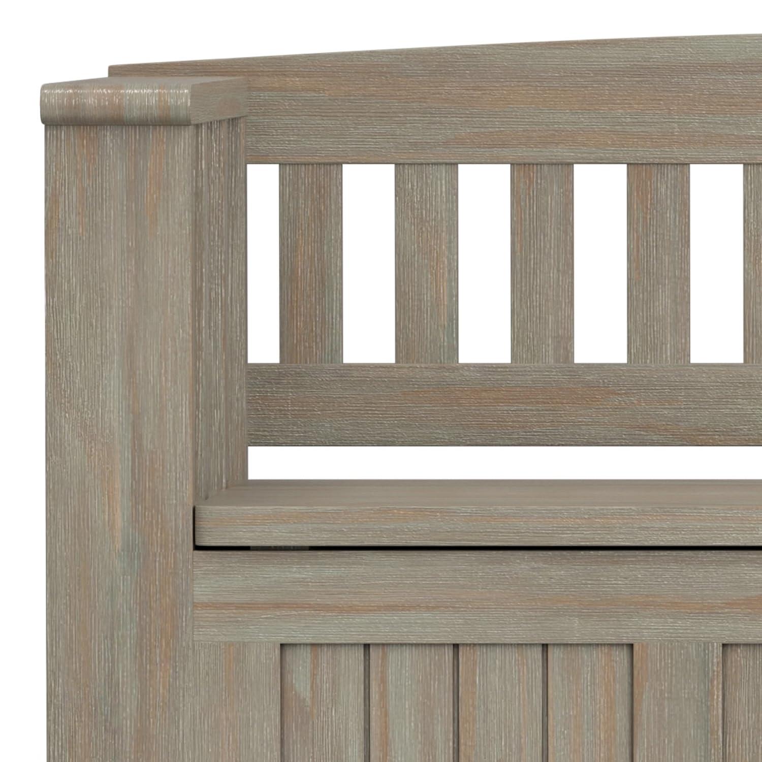 Simpli Home Acadian Solid Wood Entryway Storage Bench with Lift-Top Lid and Dual Compartments