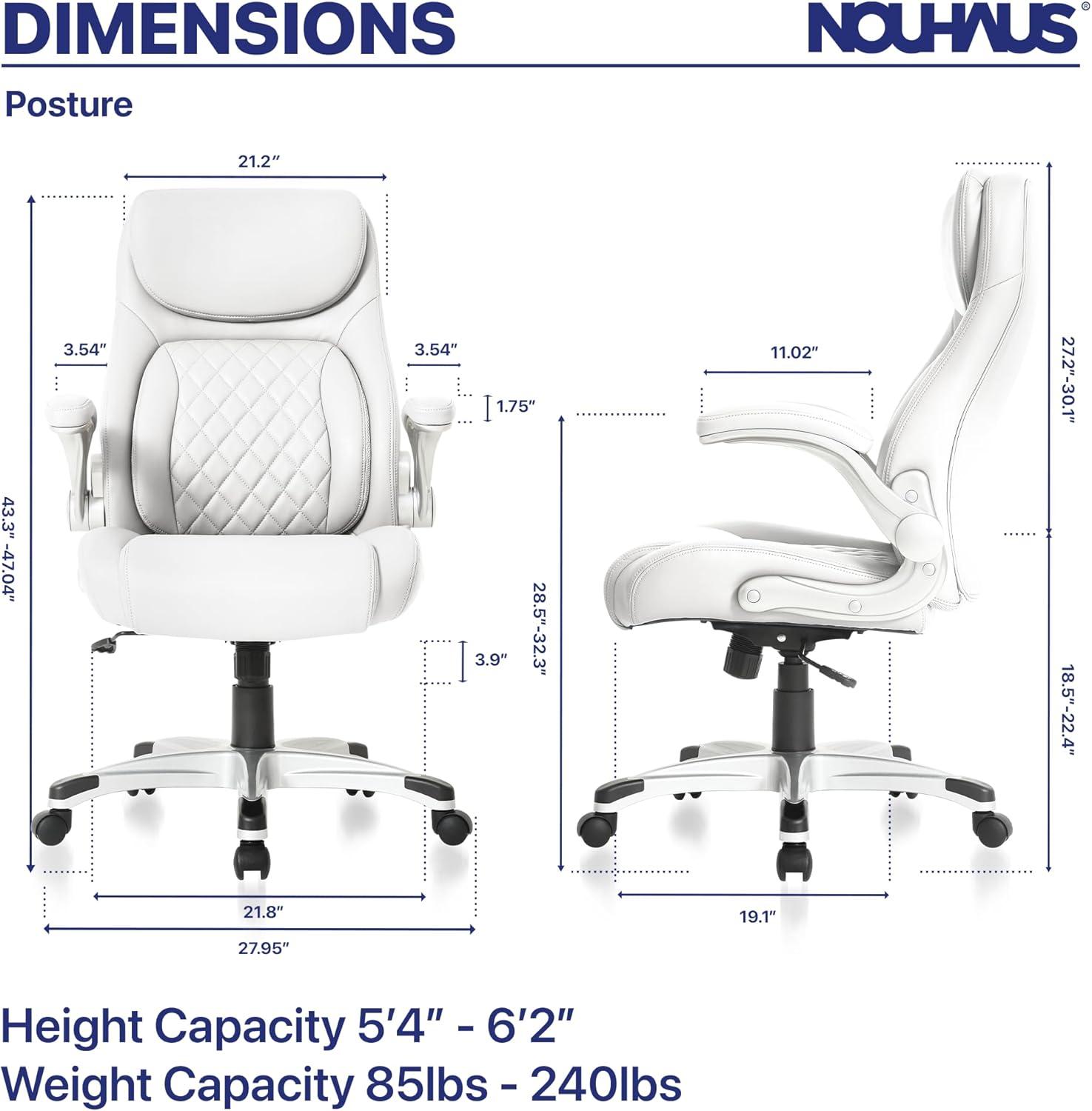 White High Back Ergonomic Leather Executive Swivel Chair