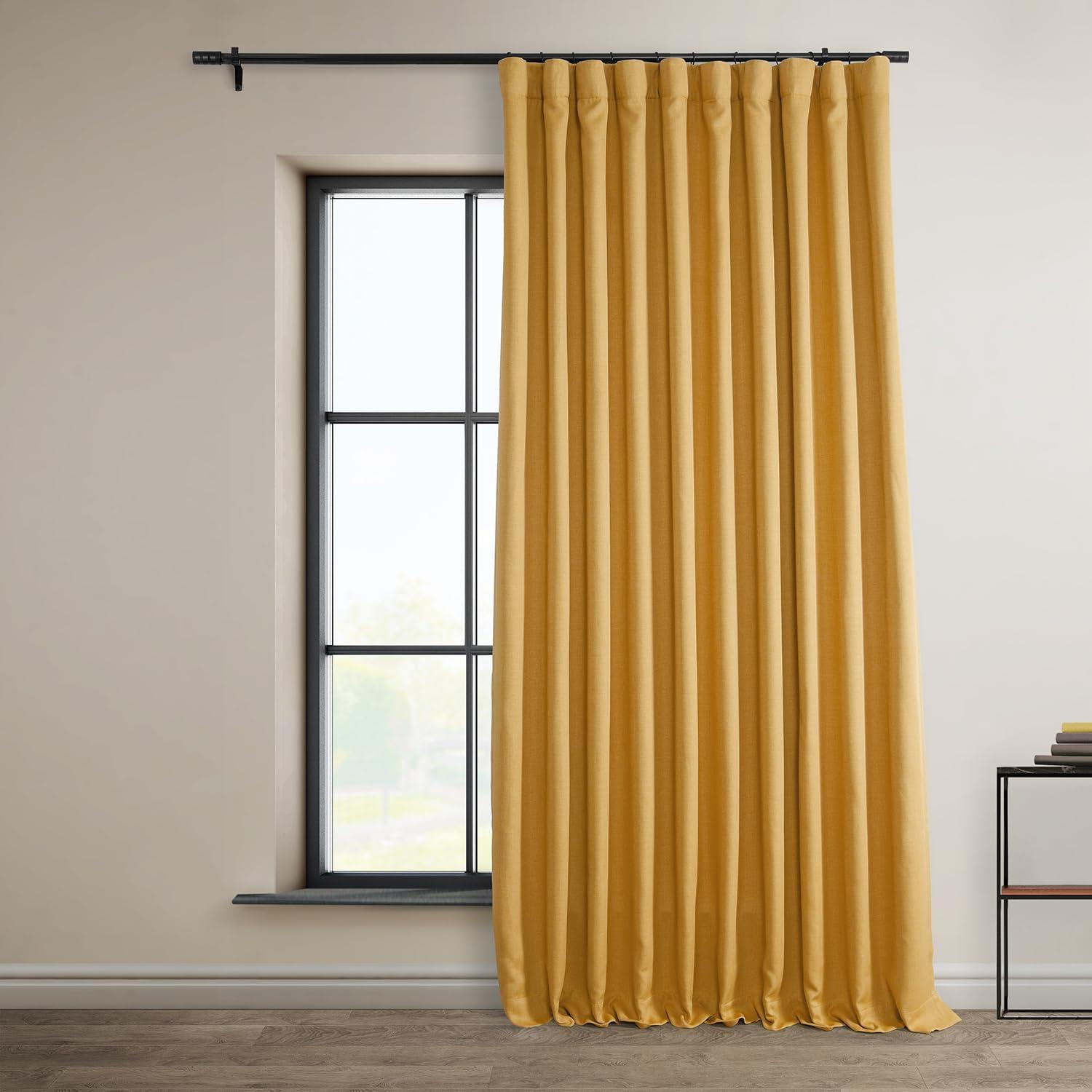 Ottis Textured Faux Linen Rod Pocket Room Darkening Curtains for Bedroom & Living Room Curtains - Single Panel Drapes