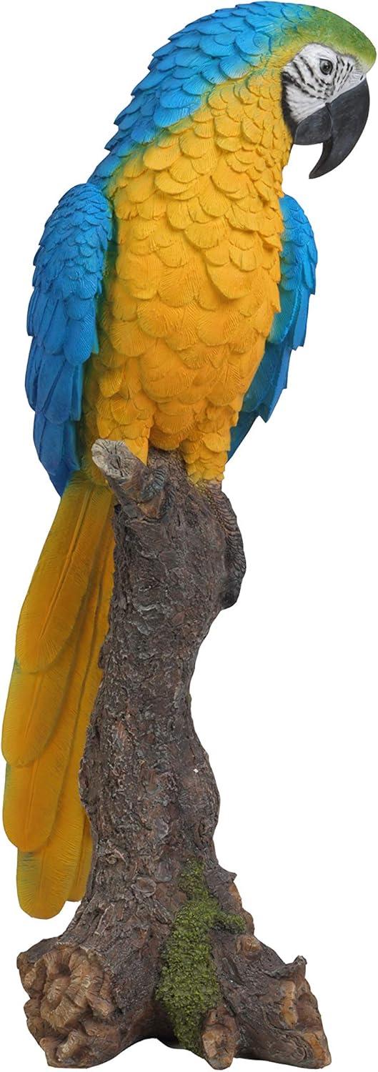 Blue and Yellow Parrot on Branch Polyresin Statue