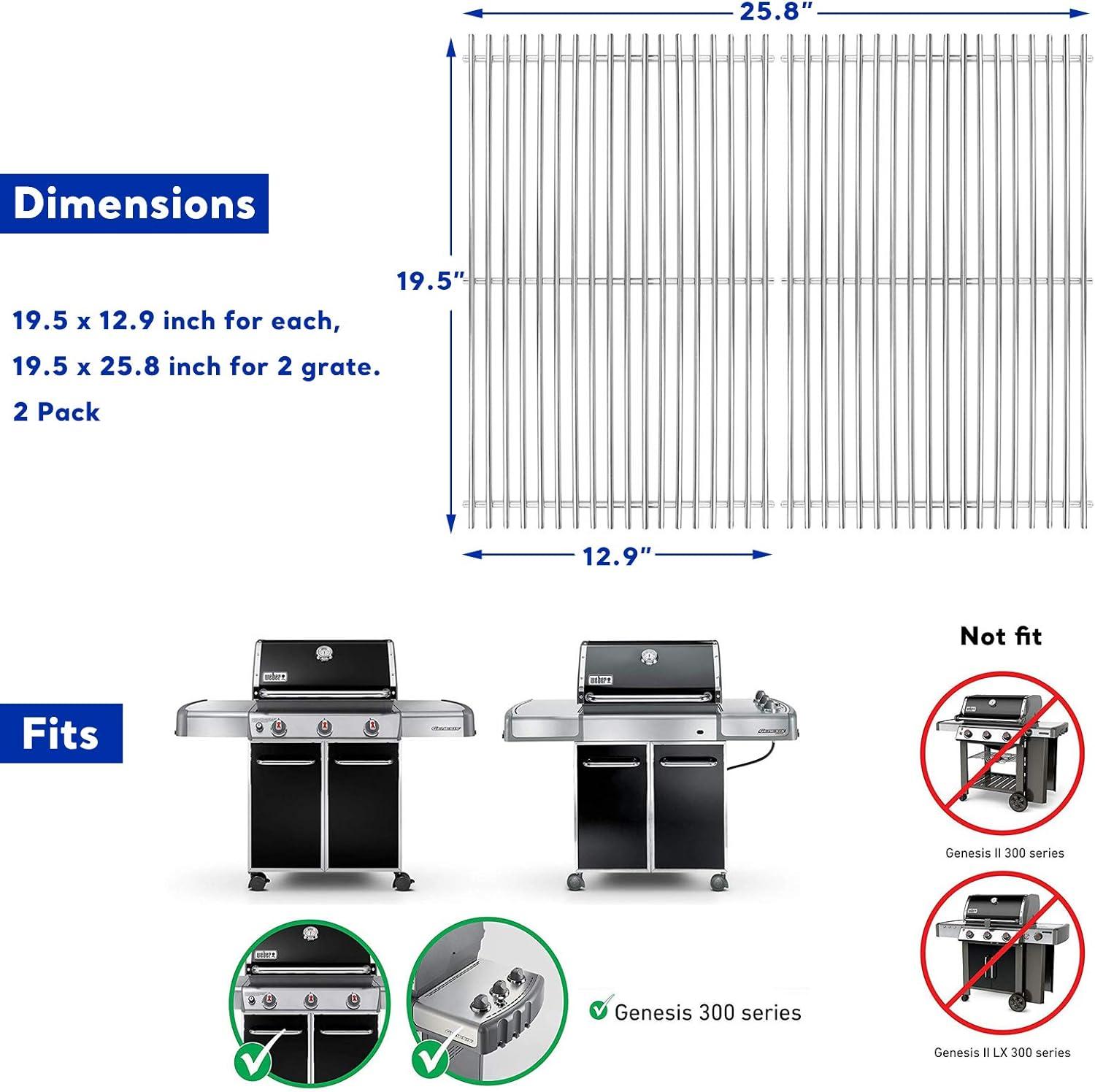 Stainless Steel Grill Grates for BBQ, 2 Pack