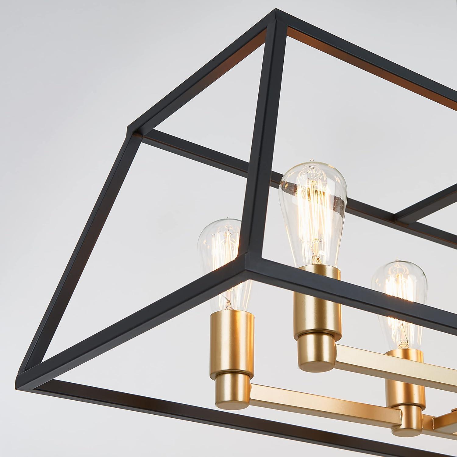 Carter Long 8-Light Black and Gold Geometric Linear Chandelier