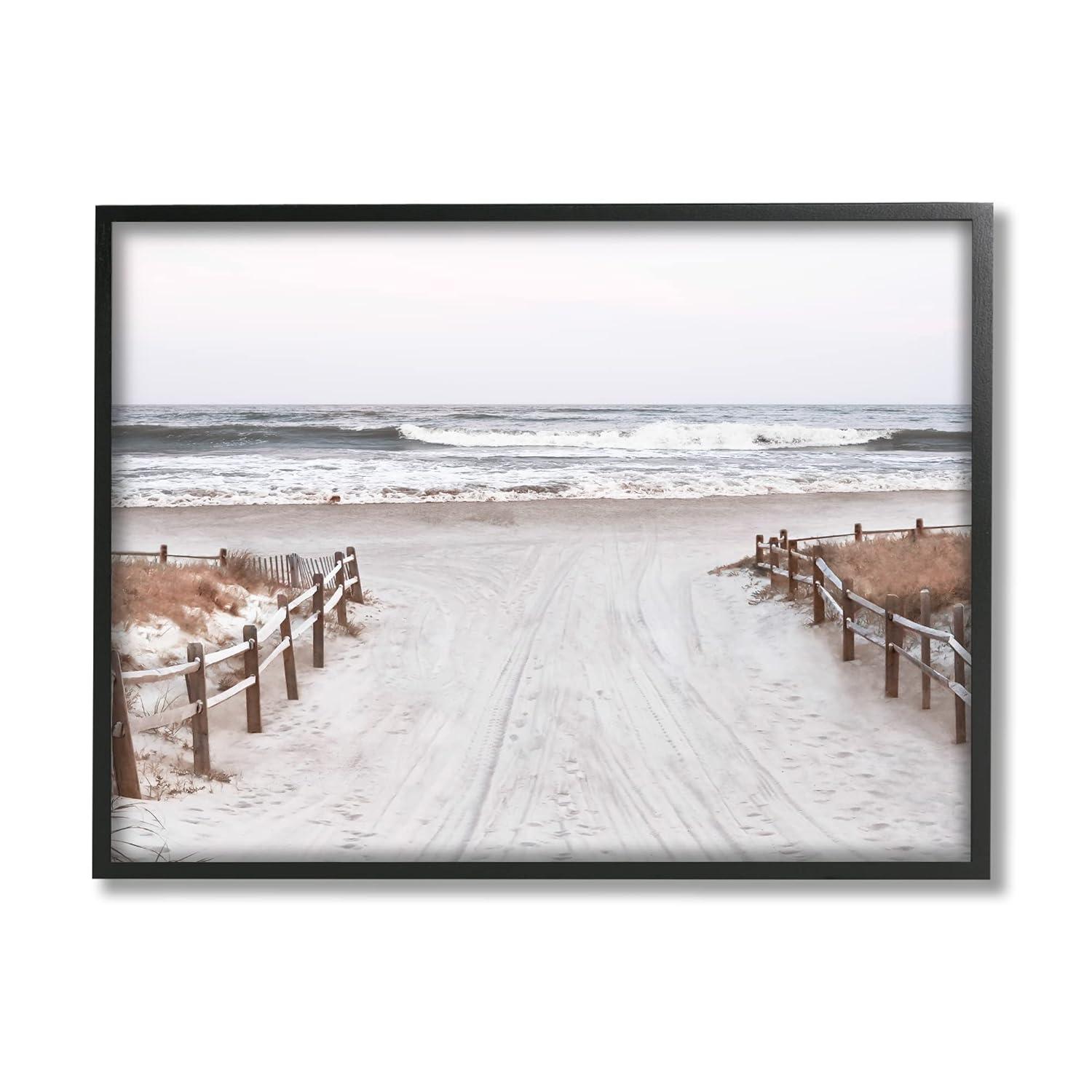Stupell Industries Beach Waves Foggy Horizon Framed Giclee, 24 x 30