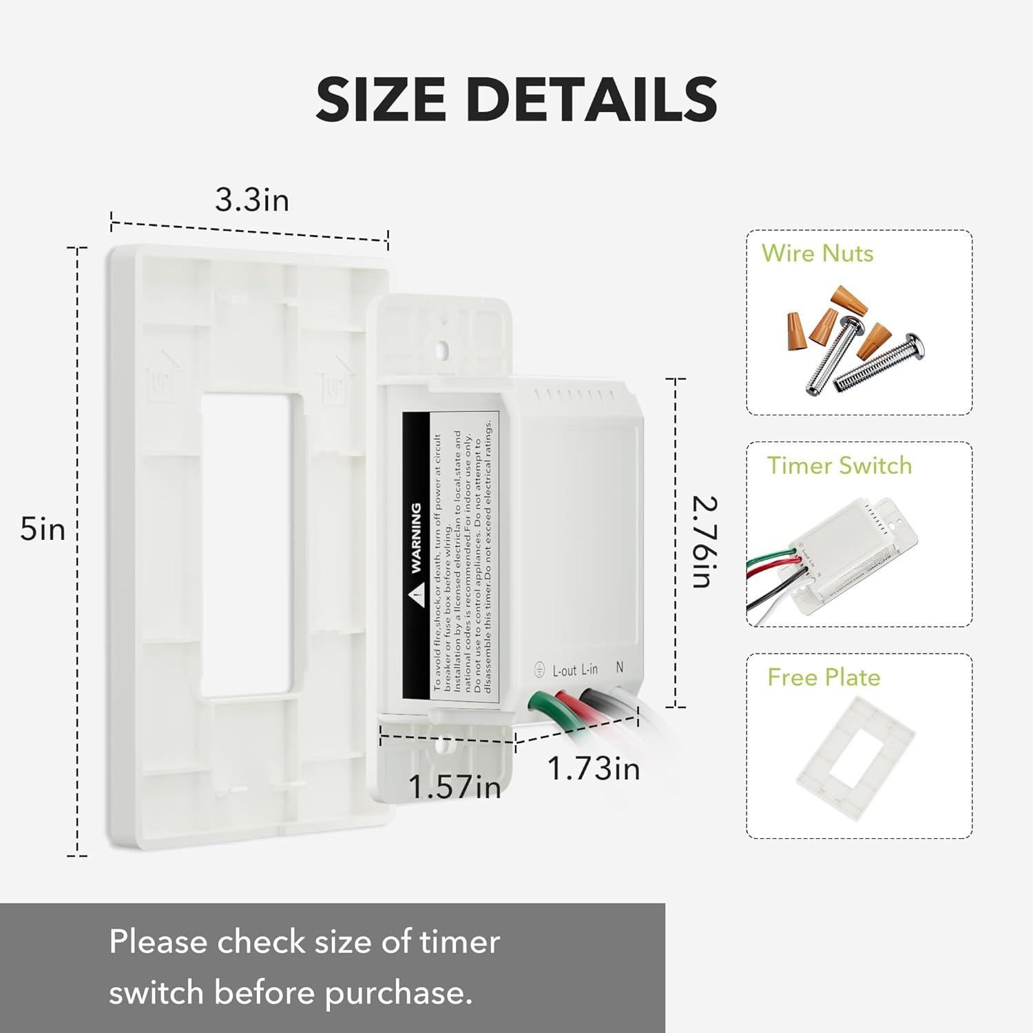 BN-LINK Countdown Timer Switch for Exhaust Fan, Bathroom Fan Light Switch Timer Indoor with Push Button 1-5-10-20-30-60mins, Neutral Wire Required, Free Wall Plate, White