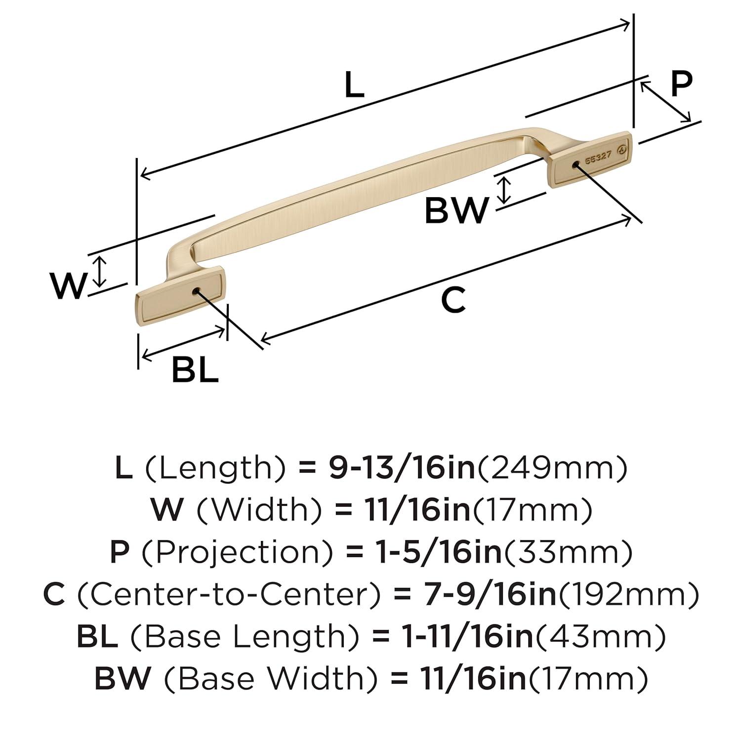 Amerock Highland Ridge 7-9/16 inch (192mm) Center-to-Center Golden Champagne Cabinet Pull
