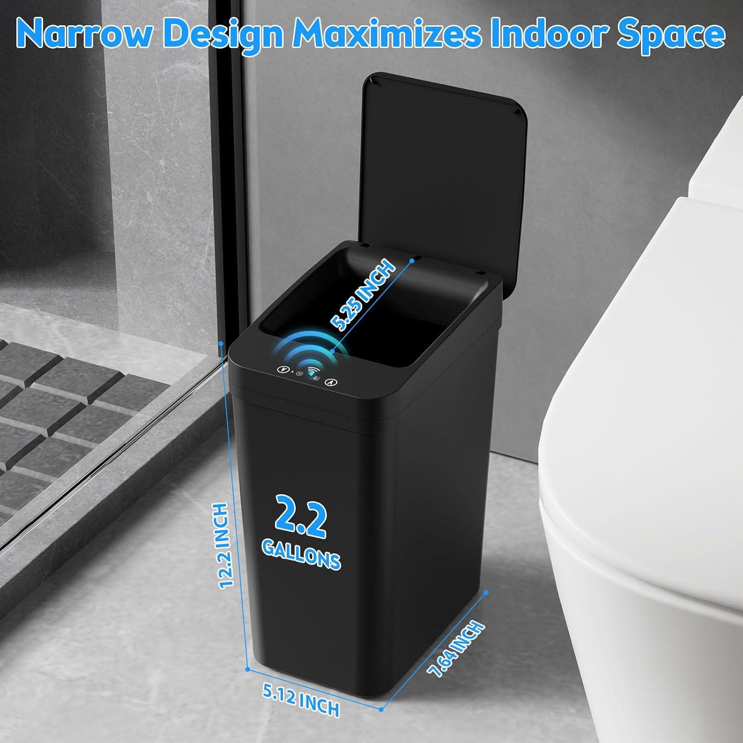 Black 2.2 Gallon Touchless Motion Sensor Trash Can Set