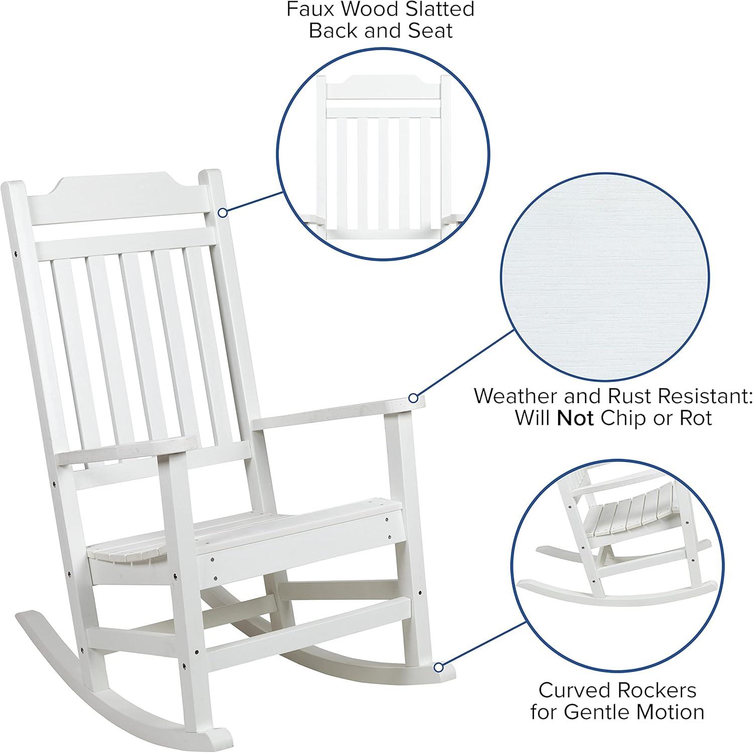 Flash Furniture Winston All-Weather Poly Resin Wood Rocking Chair