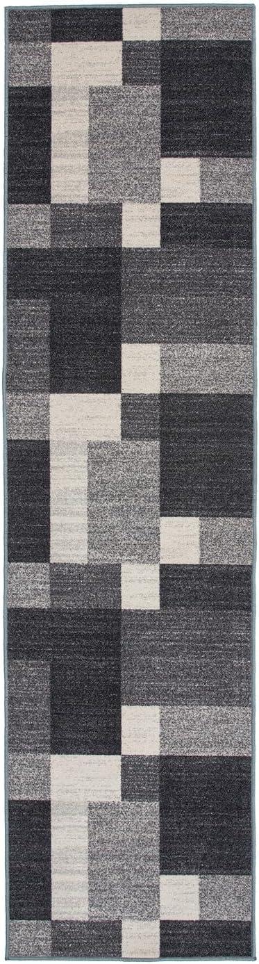 Gray Geometric Non-Slip Washable Runner Rug 2' x 7'