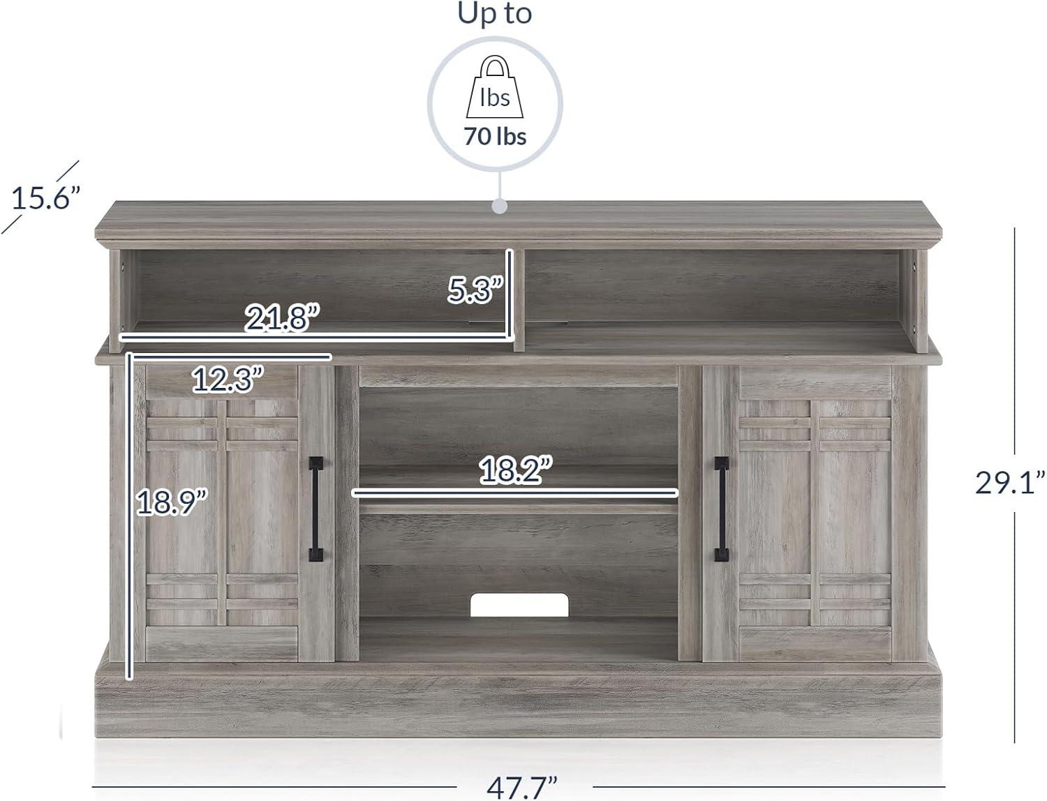 BELLEZE TV Stand Media Entertainment Center - Norrell (Gray Wash)