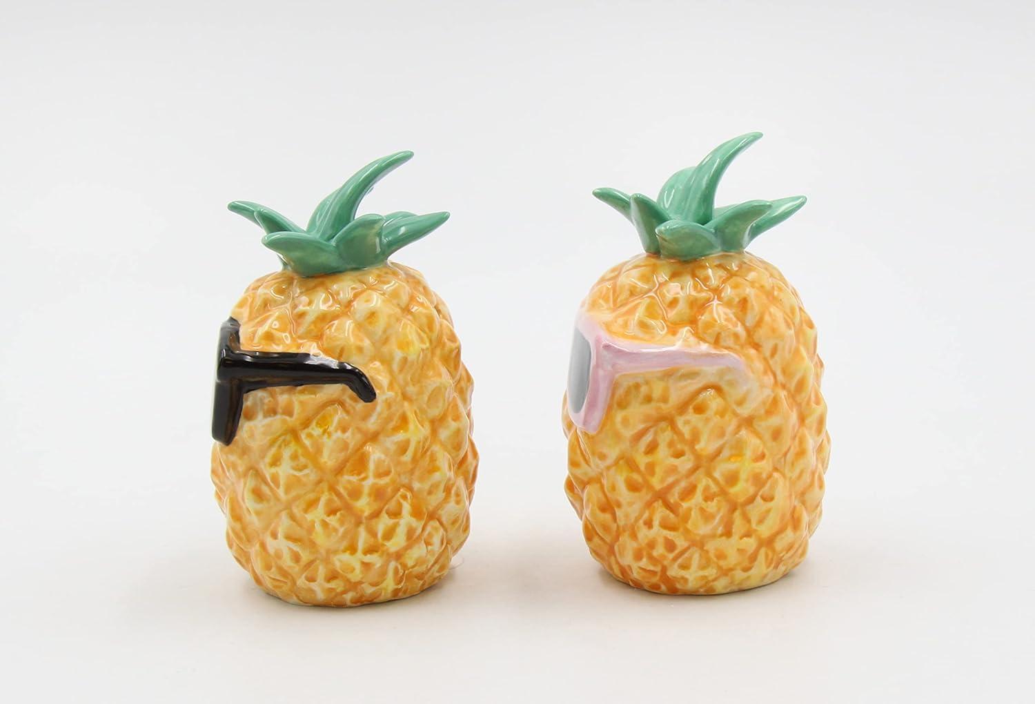 Kevins Gift Shoppe Ceramic Pineapples Wearing Sunglasses Salt and Pepper Shakers