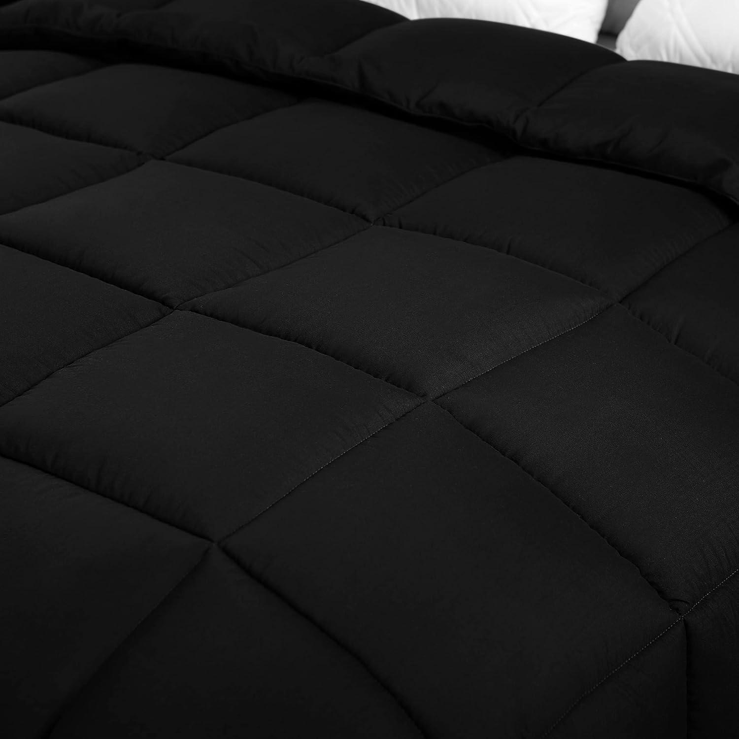 Utopia Bedding Comforters King Size, All Season Duvet Insert, Down Alternative Box Stitched Bed Comforter with Corner Tabs, Machine Washable (Black)
