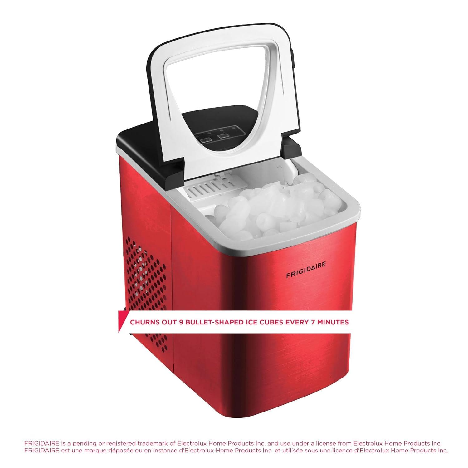 Frigidaire Ice Maker with 26 lbs. Capacity Countertop Stainless Steel Ice Maker with Transparent Window