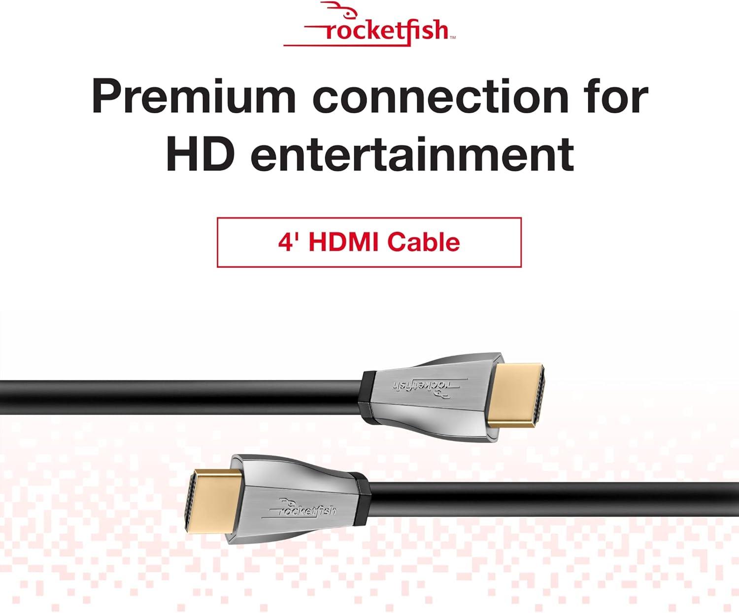 4 ft Black HDMI Cable with Gold Plated Connectors
