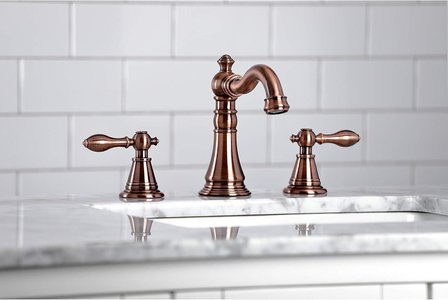 Fauceture FSC197ALAC English Classic Widespread Bathroom Faucet, Antique Copper
