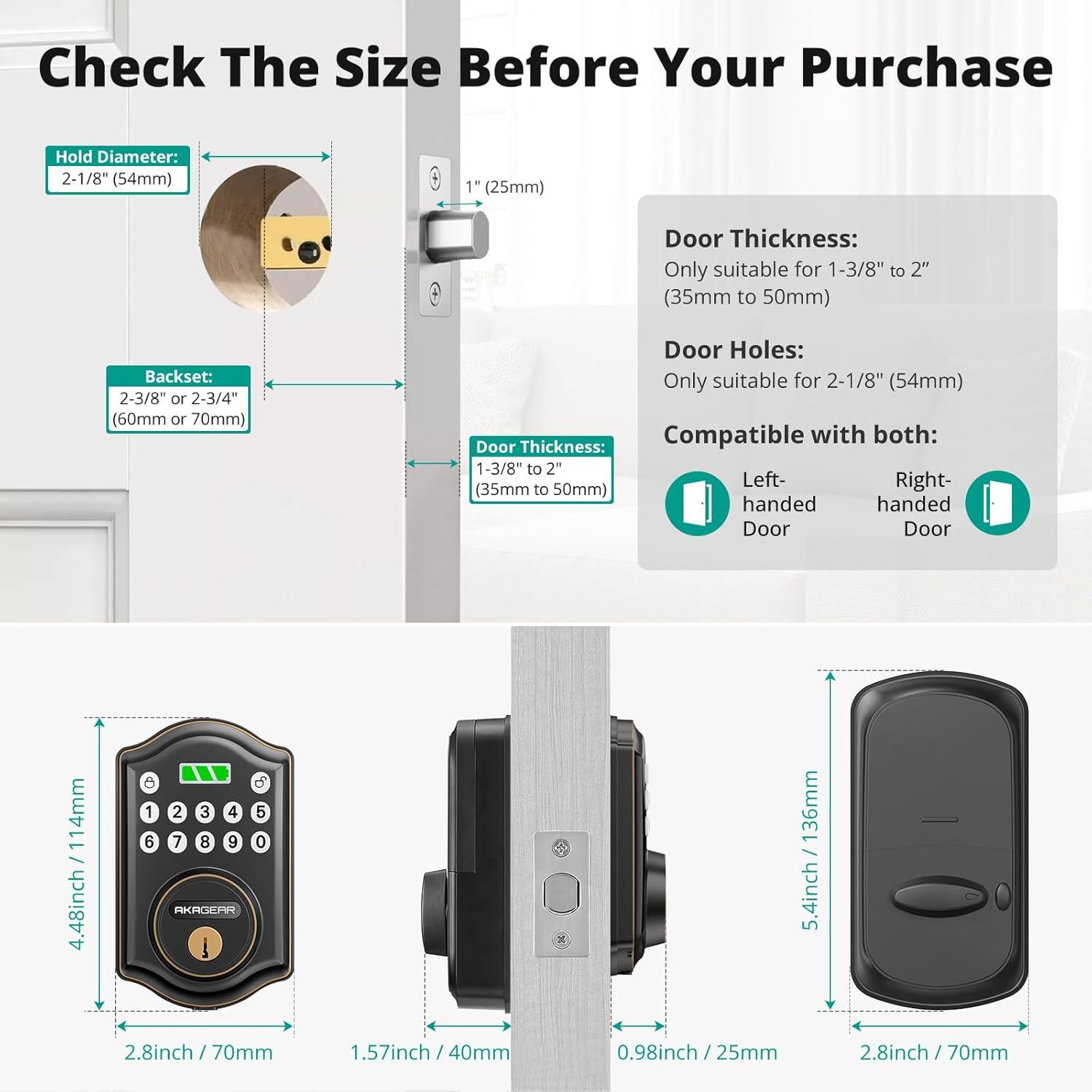 Keyless Entry Door Lock with Keypad - Smart Deadbolt for Front Door with 2 Keys - Auto Lock - Easy Installation - DS10 Mini (Oil Rubbed Bronze)