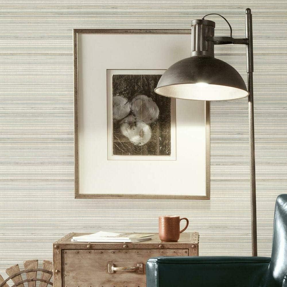 RoomMates RMK11669RL Taupe Faux Bamboo Grasscloth Peel and Stick Wallpaper, Large Sample