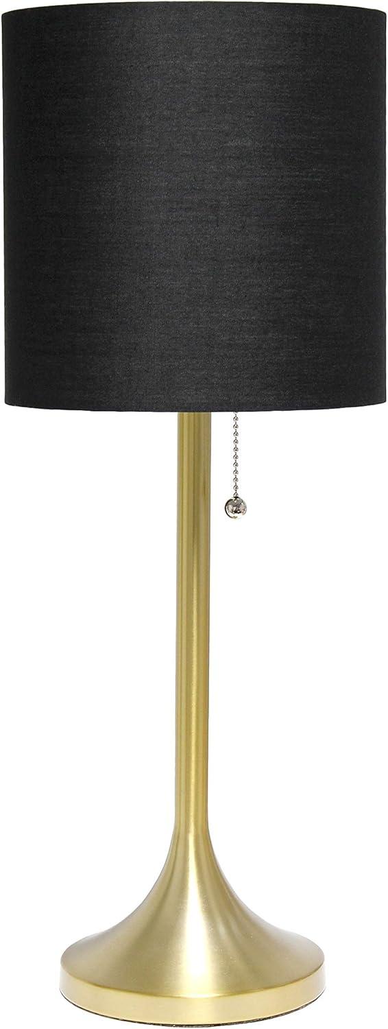 Simple Designs Gold Tapered Table Lamp with Black Fabric Drum Shade