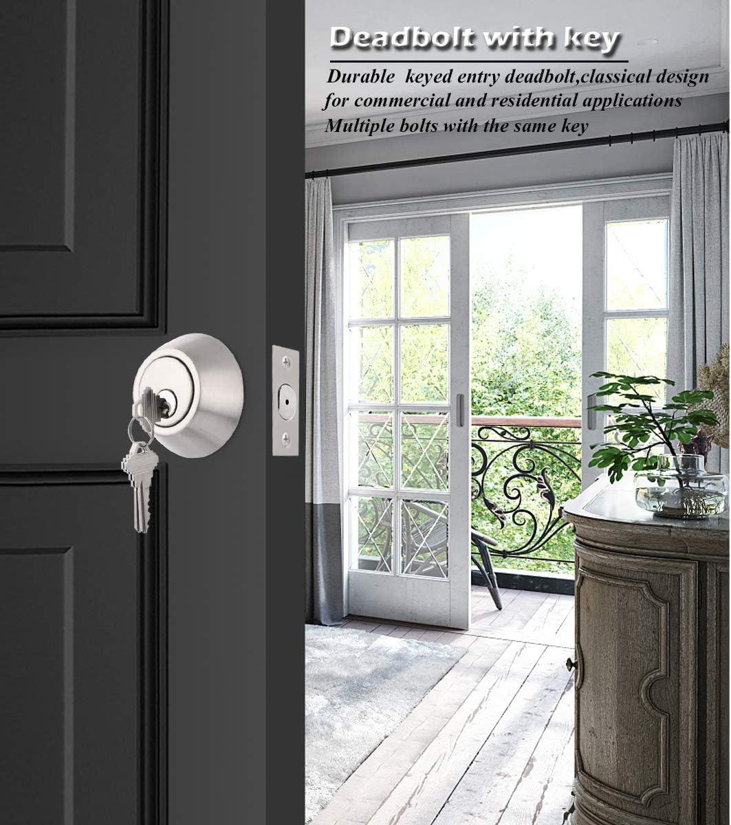 Satin Nickel Keyed Single Cylinder Deadbolt Set