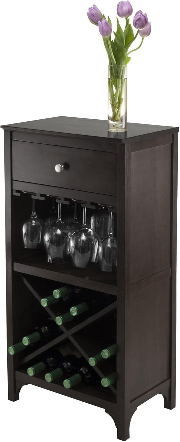 X-Shelf Drawer Wine Cabinet Wood/Coffee - Winsome