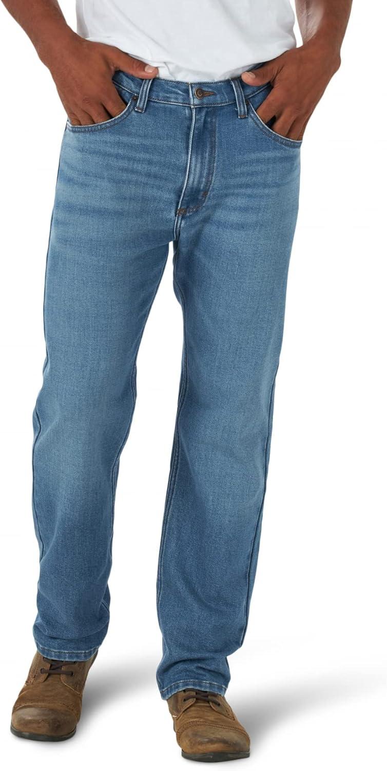 Men's Light Blue Cotton Blend Straight Leg Jeans