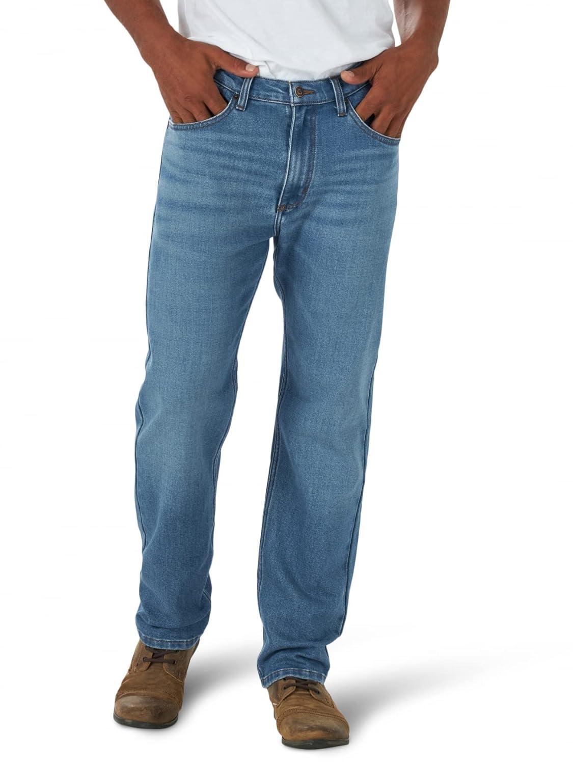 Men's Light Blue Cotton Blend Straight Leg Jeans