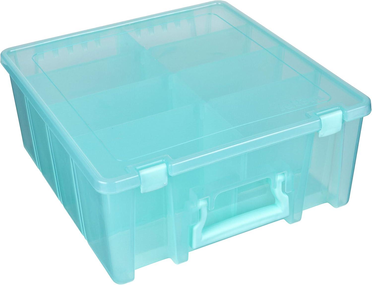 Aqua Mist Stackable Fabric Craft Storage Box with Lid