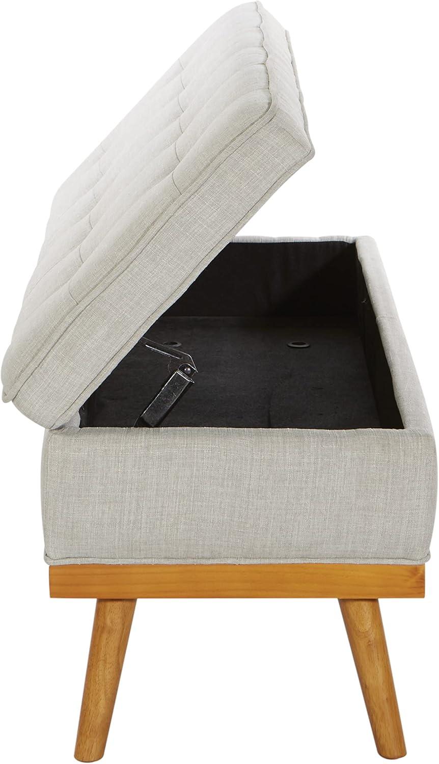 Katheryn Storage Bench Fog - OSP Home Furnishings: Upholstered Ottoman, Mid-Century Modern, Plywood Frame