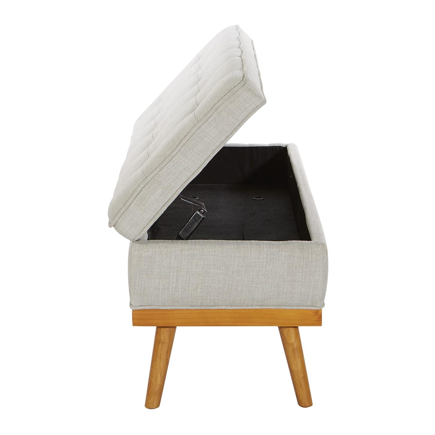 Katheryn Storage Bench Fog - OSP Home Furnishings: Upholstered Ottoman, Mid-Century Modern, Plywood Frame