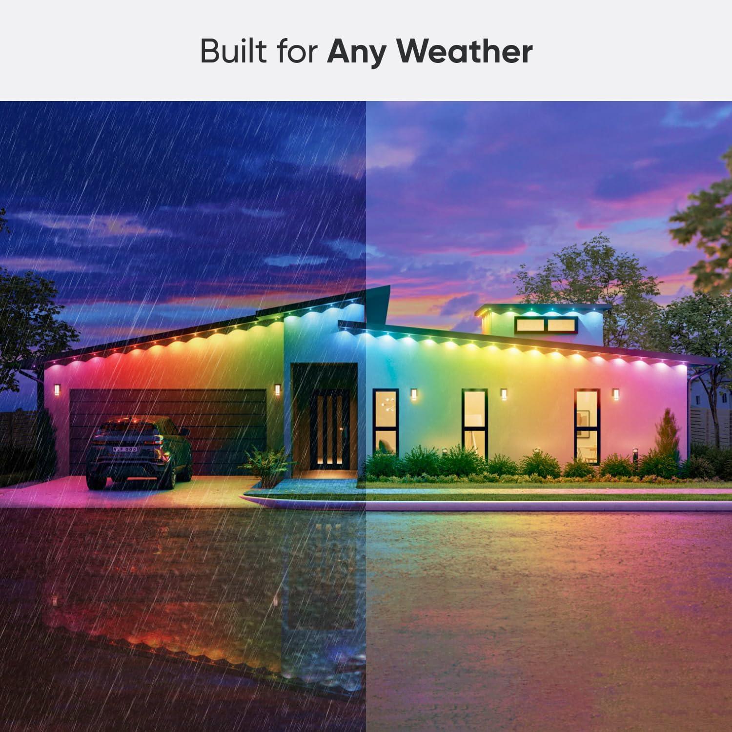 Nanoleaf Essentials Matter Smart Multicolor Permanent Outdoor Lights (49ft) – Plug-in Rgbicw LED Pucks