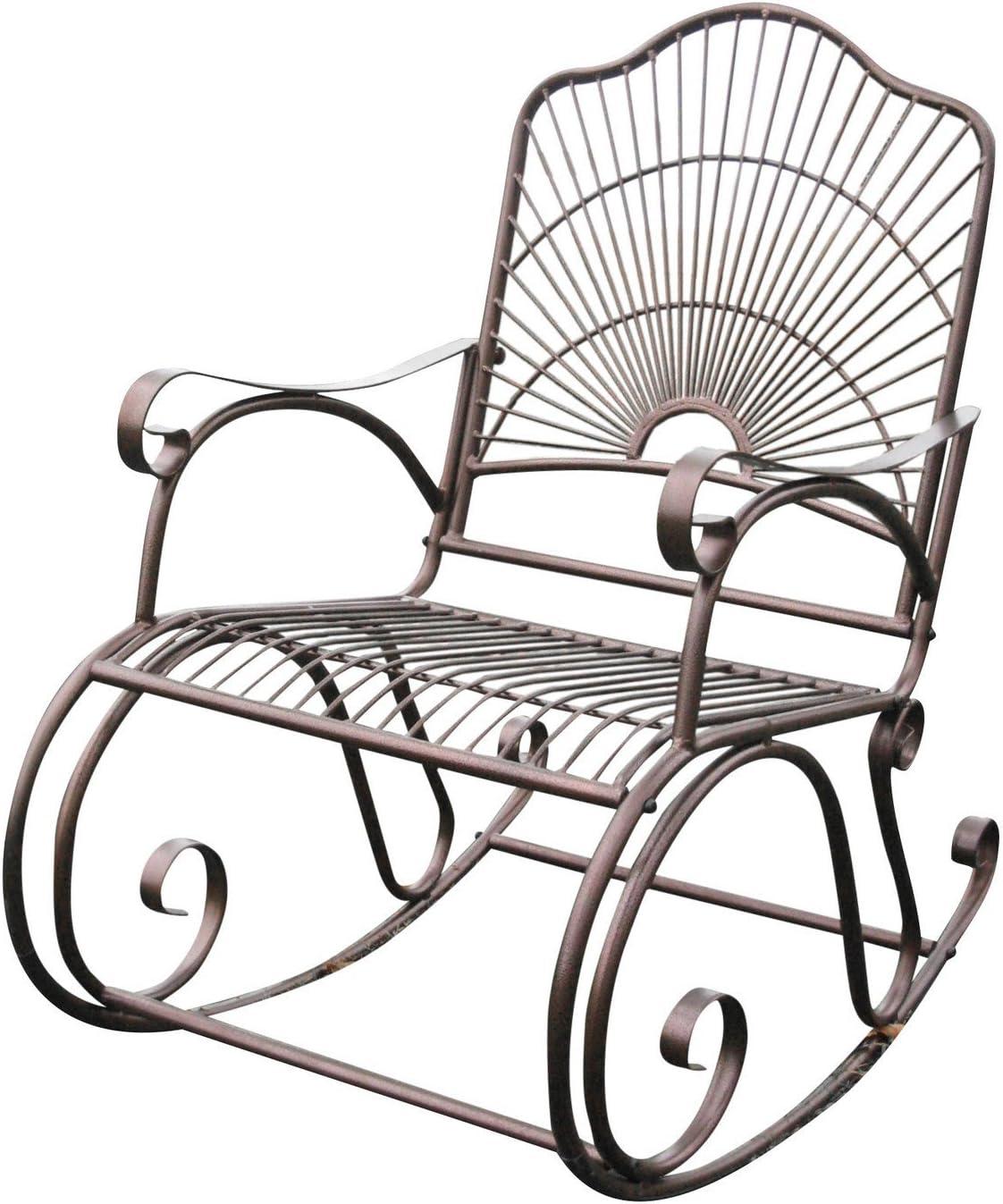 Bronze Iron High Back Outdoor Rocking Chair with Arms