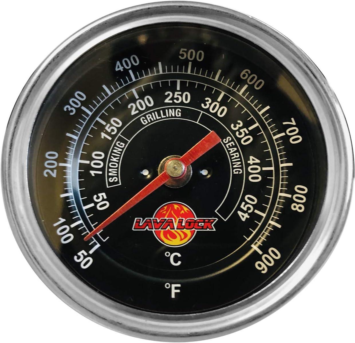 LavaLock BBQ Grill Thermometer 50F-900F High Temp Range Heavy Duty Smoker Thermo 3" Face with M8 Thread