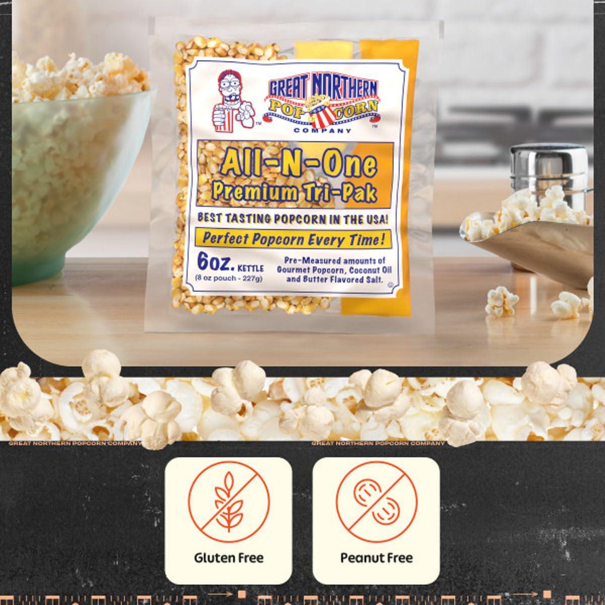 6 oz Popcorn Packs Pre-Measured, Movie Theater Style Packets for Popcorn Machines by Great Northern Popcorn (40 Case)