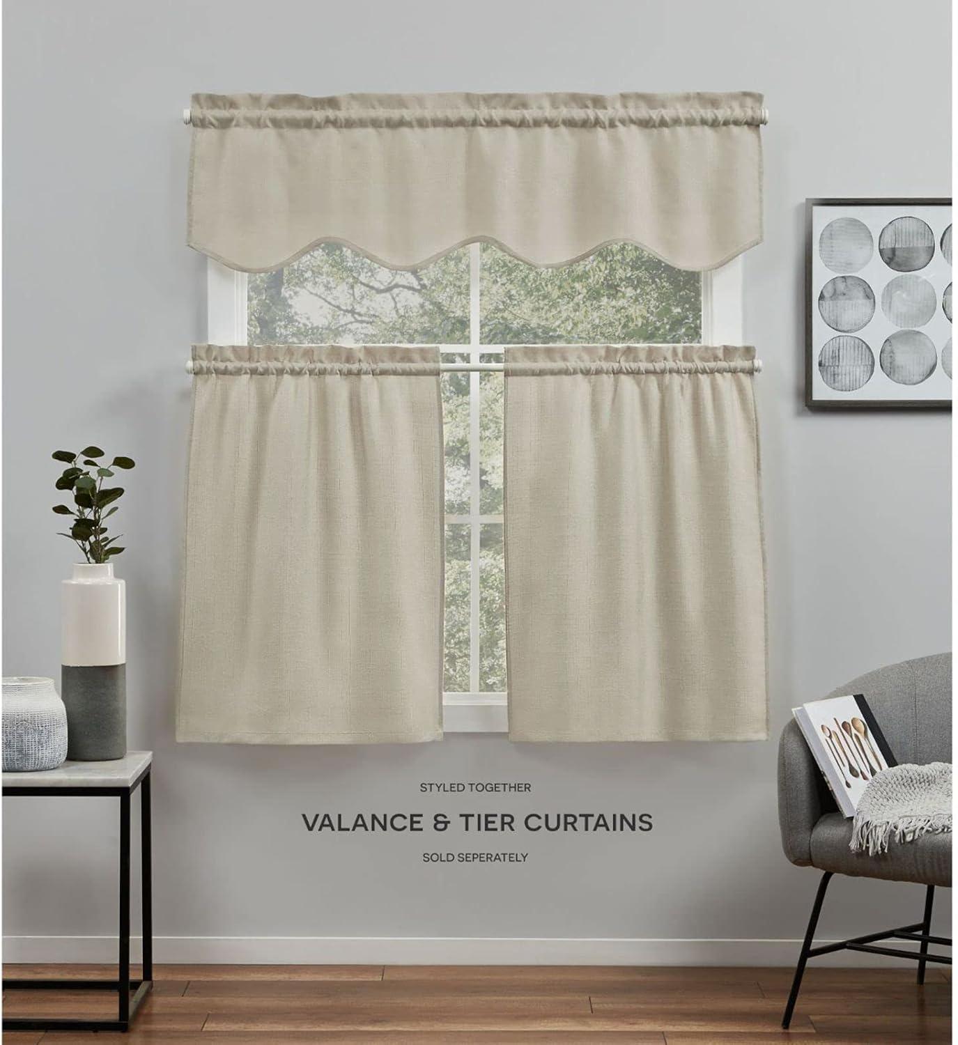 Amalgamated Textiles Exclusive Home Loha Light Filtering Rod Pocket Scalloped Valance