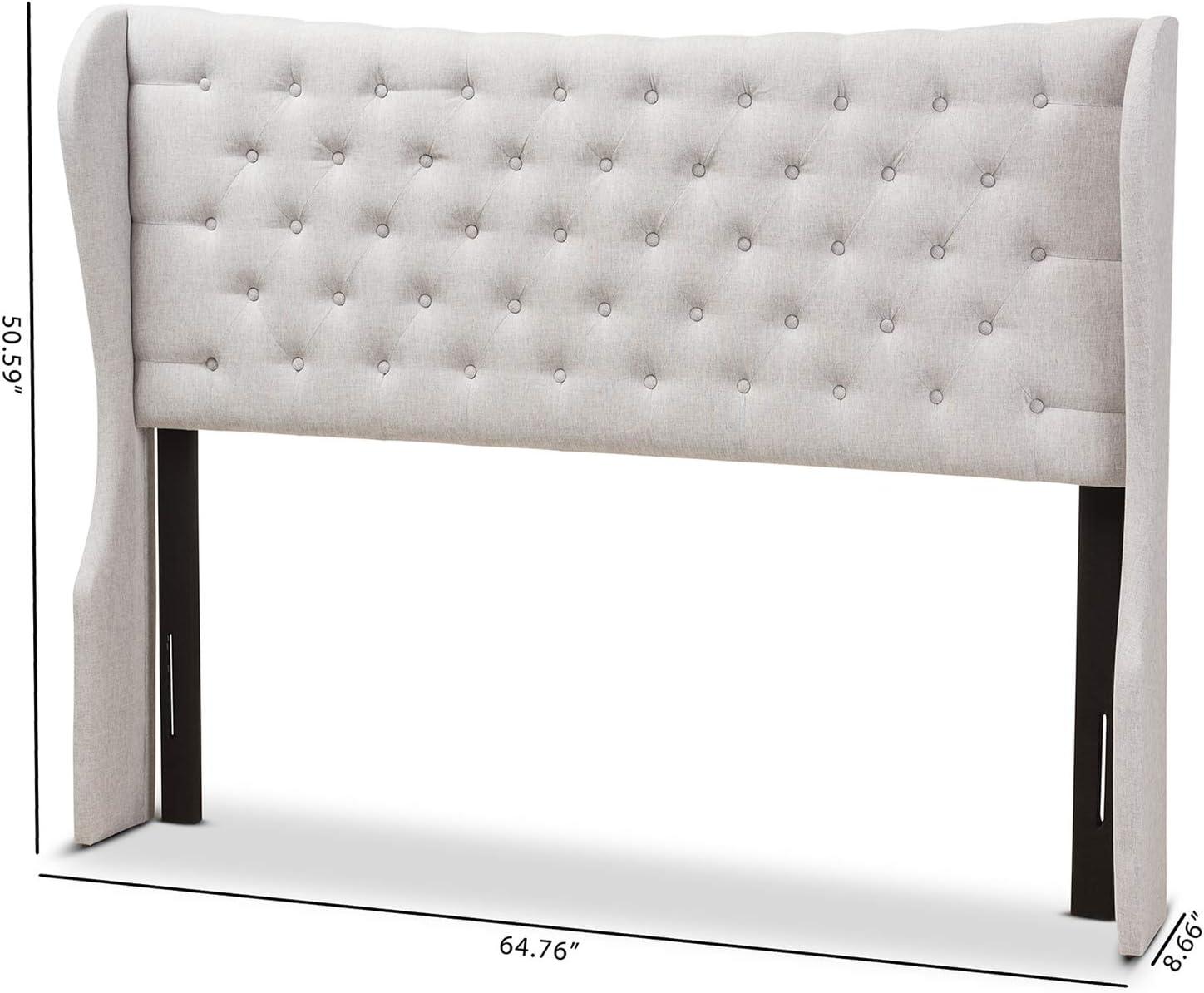 King Cadence Modern and Contemporary Fabric Button Tufted Winged Headboard Gray - Baxton Studio