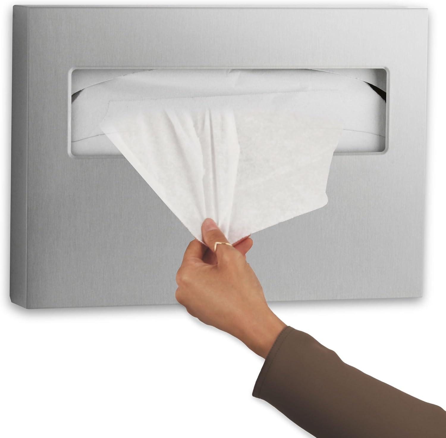 Bobrick Stainless Steel Toilet Seat Cover Dispenser, ClassicSeries, 15.75 x 2 x 11, Satin Finish -BOB221