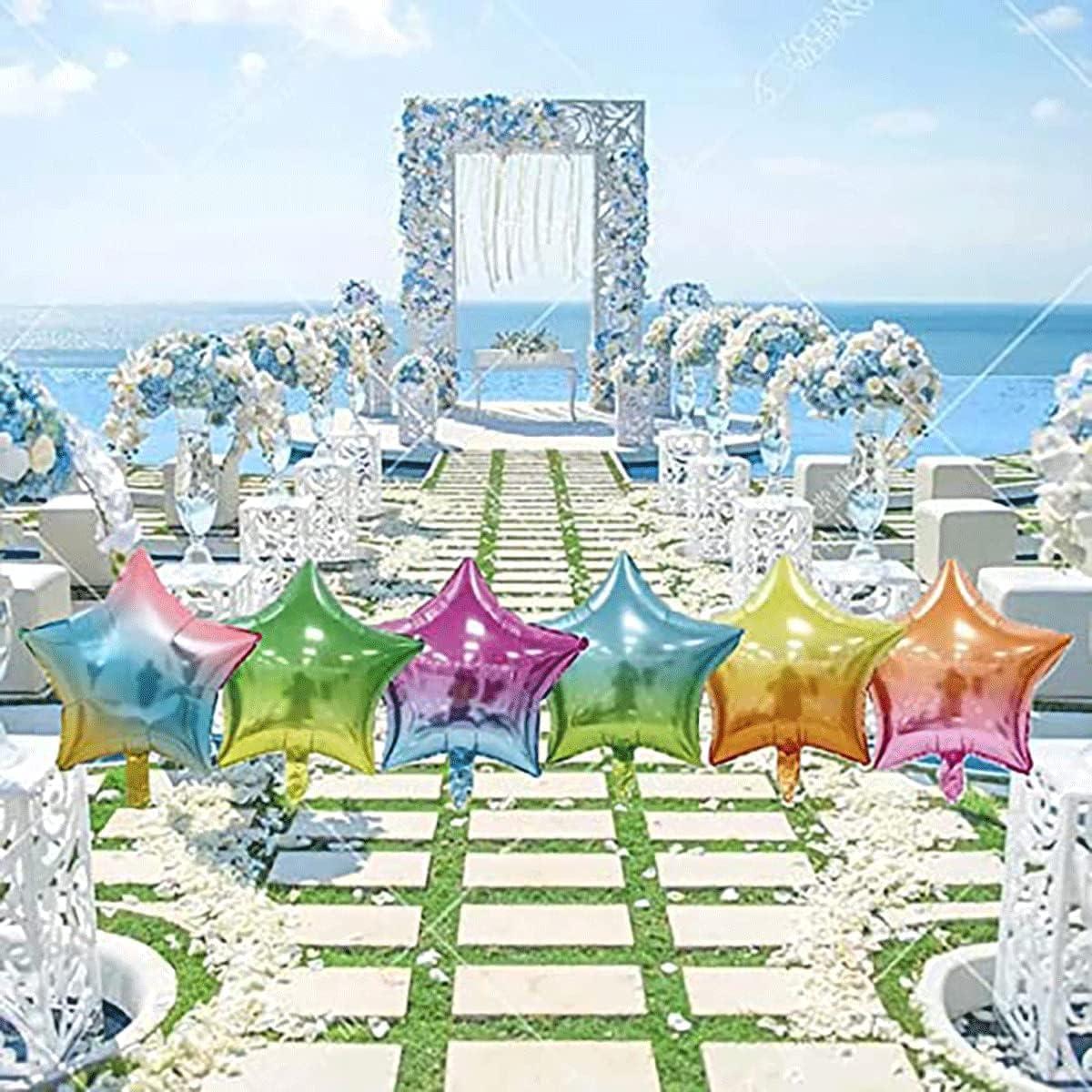 18 Assorted Gradient Color Star Shaped Balloons 6 Kinds of Rainbow Party Foil Balloons,Foil Balloon for Party Decoration.(Mixed, 18inch)…