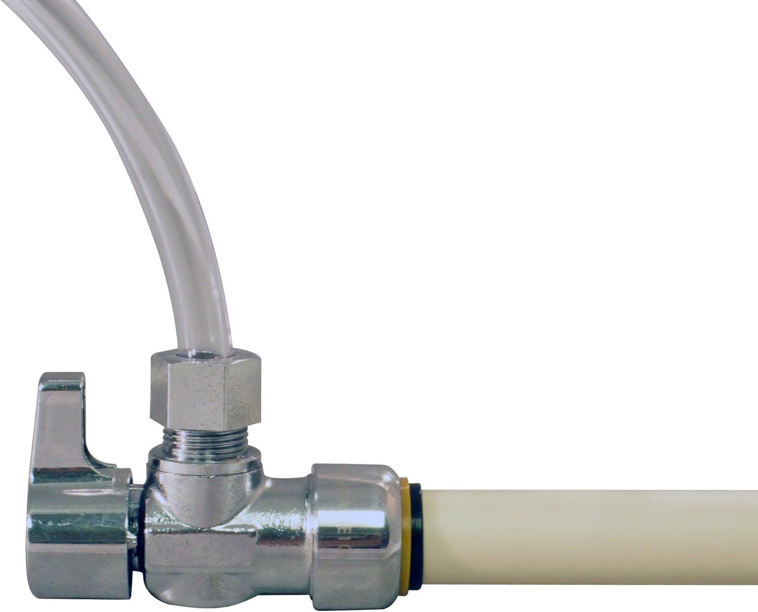 Tectite FSBVA1238C 1/2 in. Chrome-Plated Brass Push-to-Connect x 3/8 in. O.D. Compression Quarter-Turn Angle Stop Valve