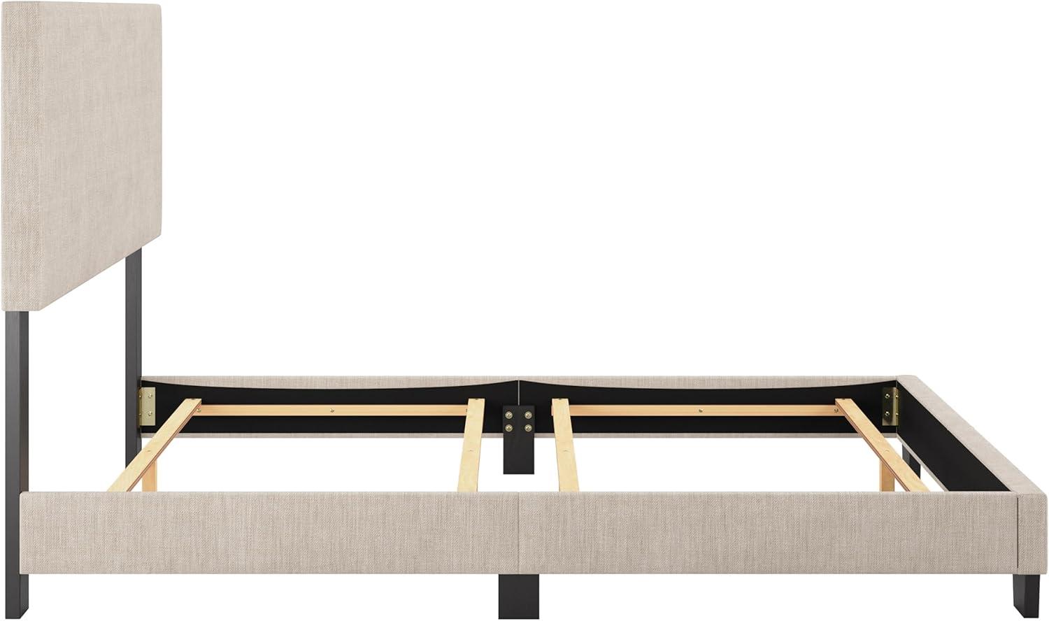 Celeste Modern Upholstered King Bed Beige - CorLiving: Transitional Style, Polyester Fabric, MDF & Wood Frame