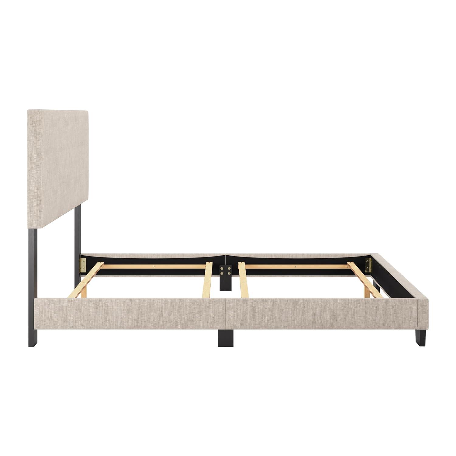 Celeste Modern Upholstered King Bed Beige - CorLiving: Transitional Style, Polyester Fabric, MDF & Wood Frame