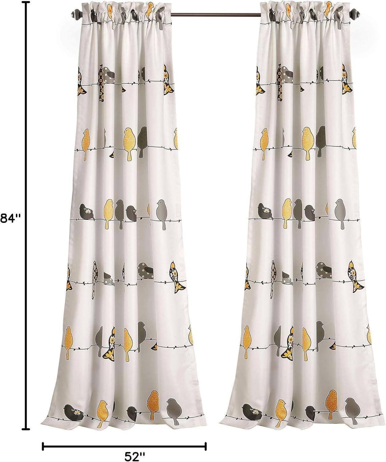 Lush Decor Rowley Birds Room Darkening 84" x 52" + 2" Header Animal print Yellow 100% Polyester 3" Rod Pocket 2-Pc Set Window Panel