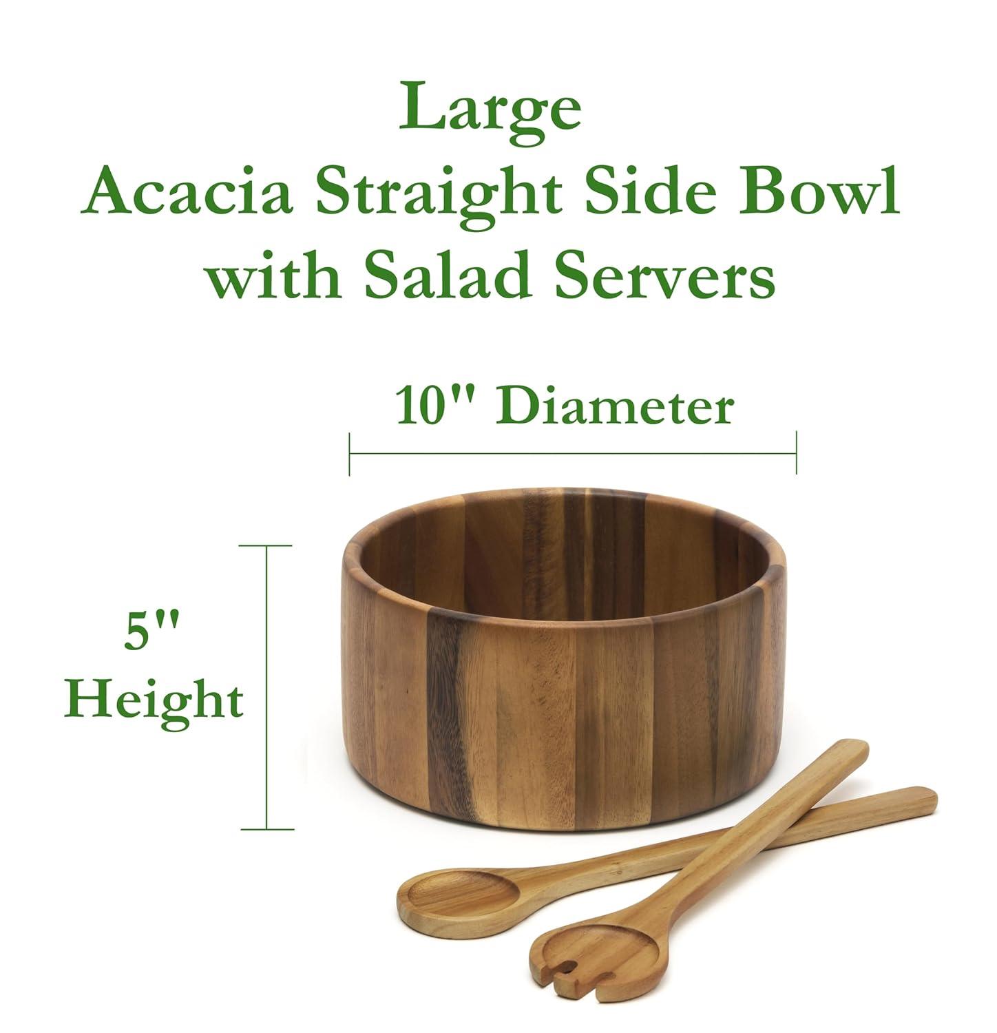 Lipper Acacia Straight Side Bowl With Servers