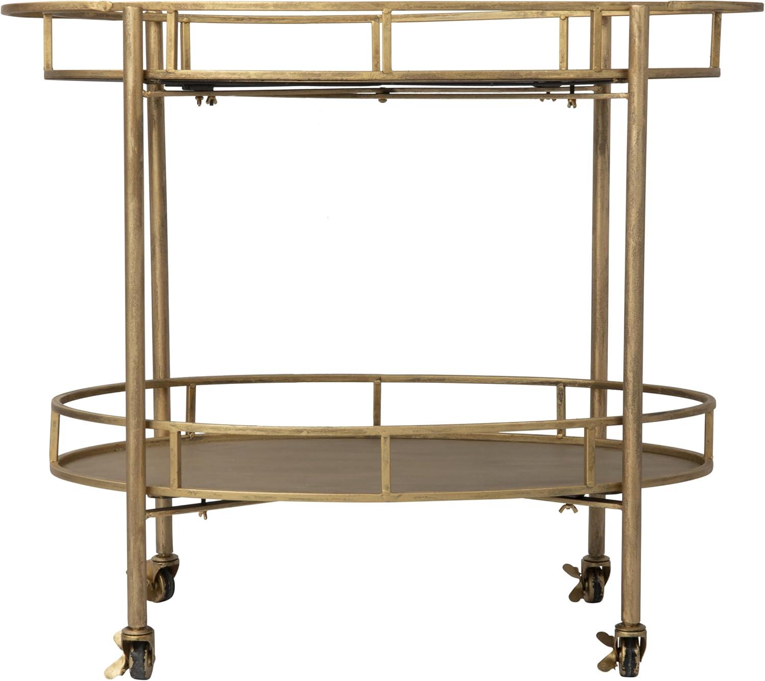 Creative Co-Op 2-Tier Metal Bar Cart with Locking Caster Wheels