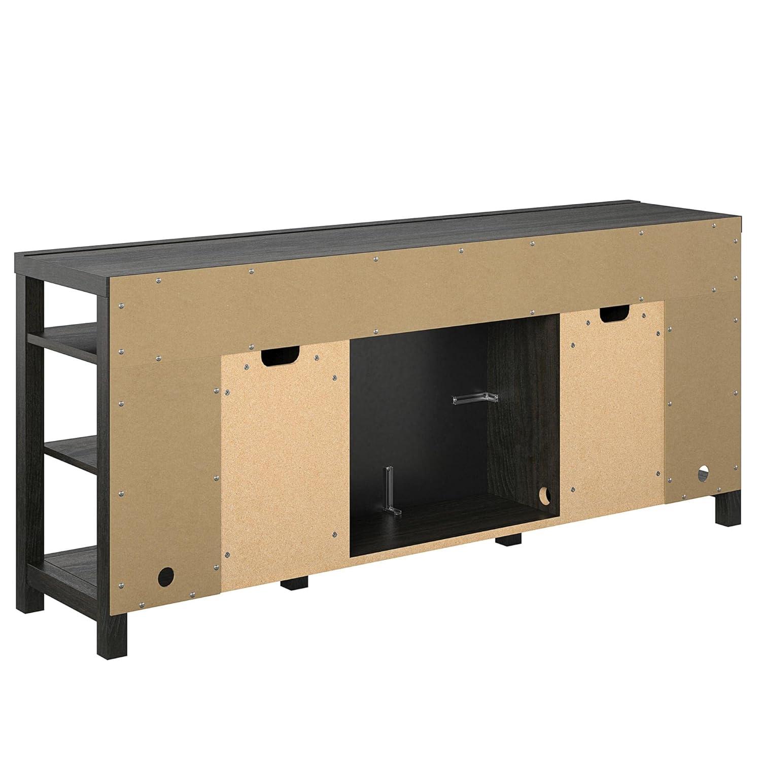 Espresso Electric Fireplace TV Stand with Cabinets and Shelves