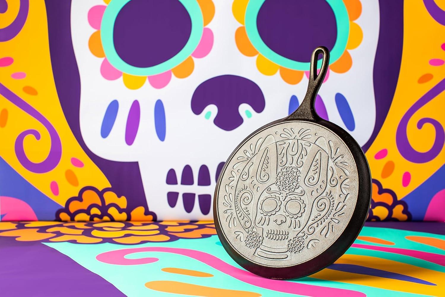 Lodge 10.5" Xolo Sugar Skull Cast Iron Comal