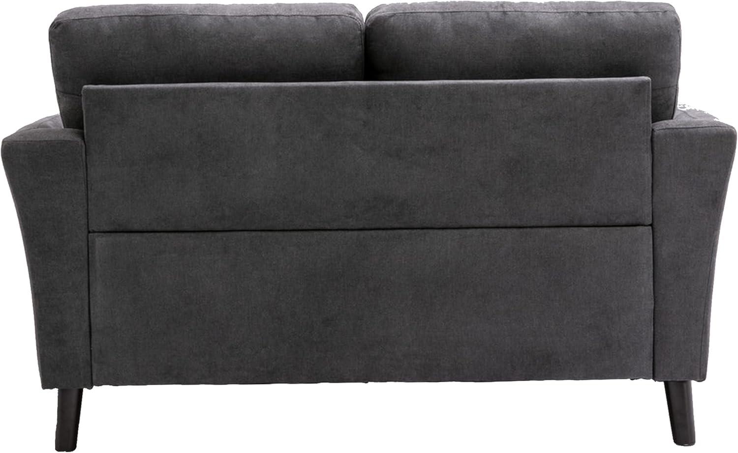 Benjara Otto 57 Inch Loveseat, Throw Pillows, Padded Cushions, Dark Gray Velvet
