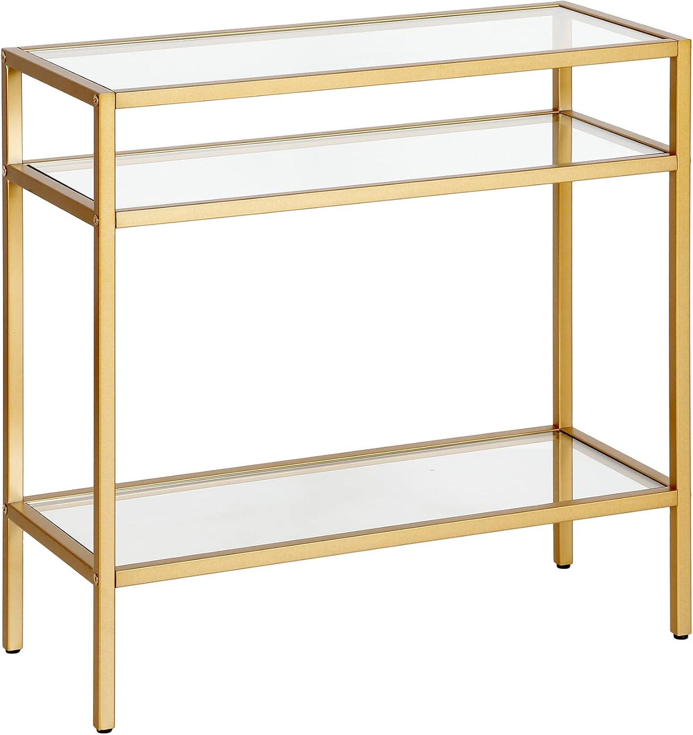 Evelyn&Zoe Sivil 24" Wide Rectangular Side Table, Brass